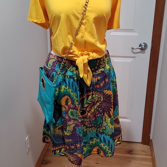 MIMI CHICA MEDIUM PAISLEY FLORAL MINI SKATER CIRCLE SKIRT BRIGHT COLORFUL DRESS - Picture 9 of 12